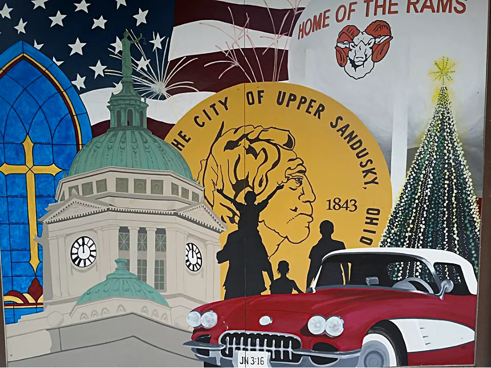 Mural in front of AJ's Heavenly Pizza, Upper Sandusky, OH