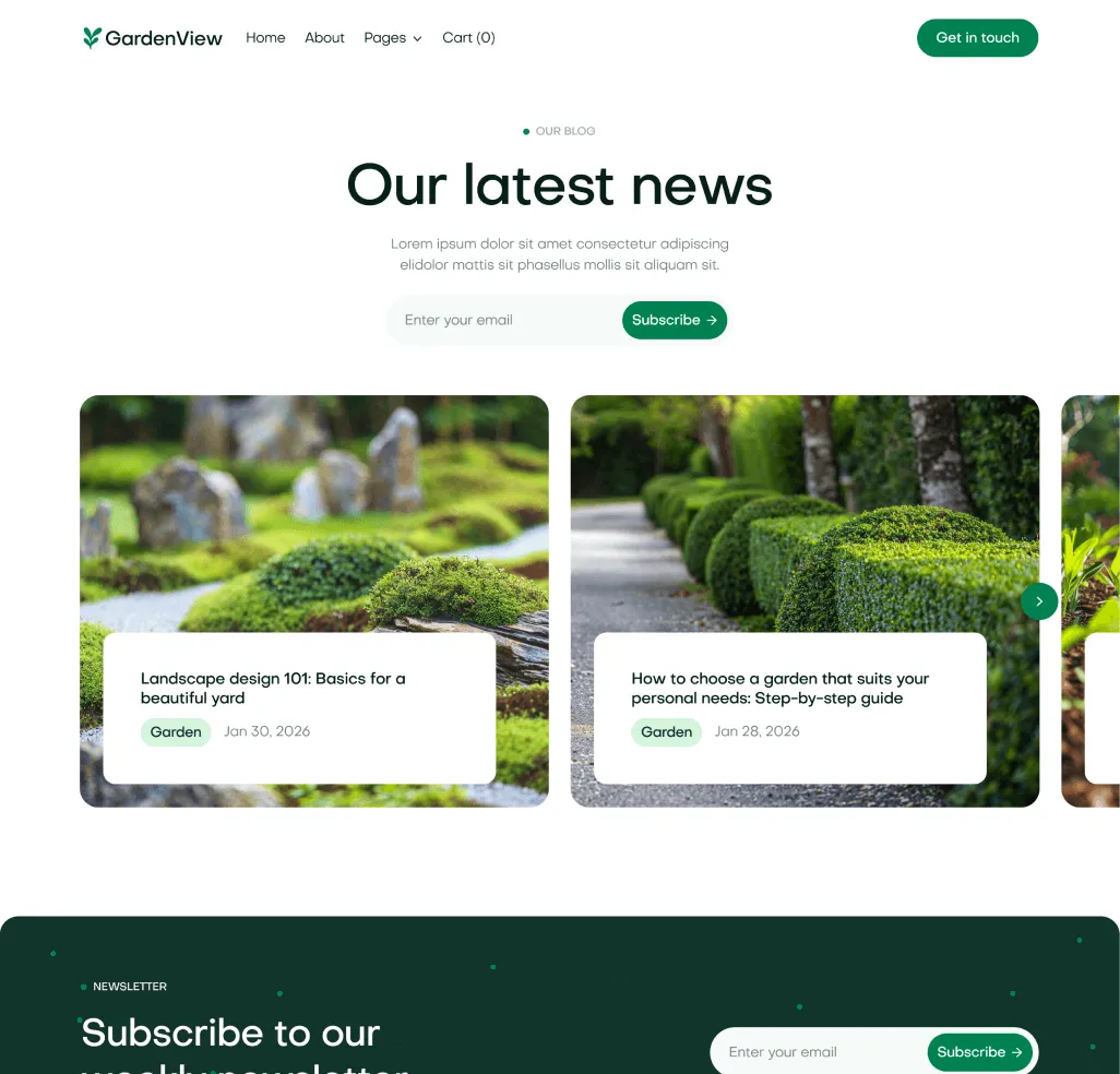 GardenView - Blog V3 Top Page - Landscaper Webflow Template | BRIX Templates