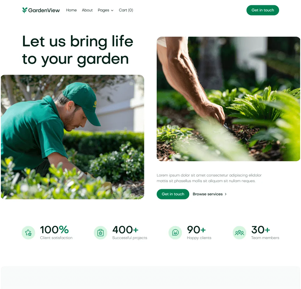 GardenView - Home V2 Top Page - Landscaper Webflow Template | BRIX Templates