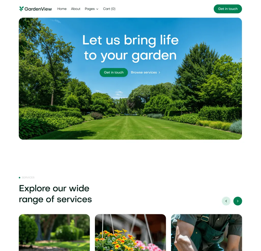 GardenView - Home V3 Top Page - Landscaper Webflow Template | BRIX Templates