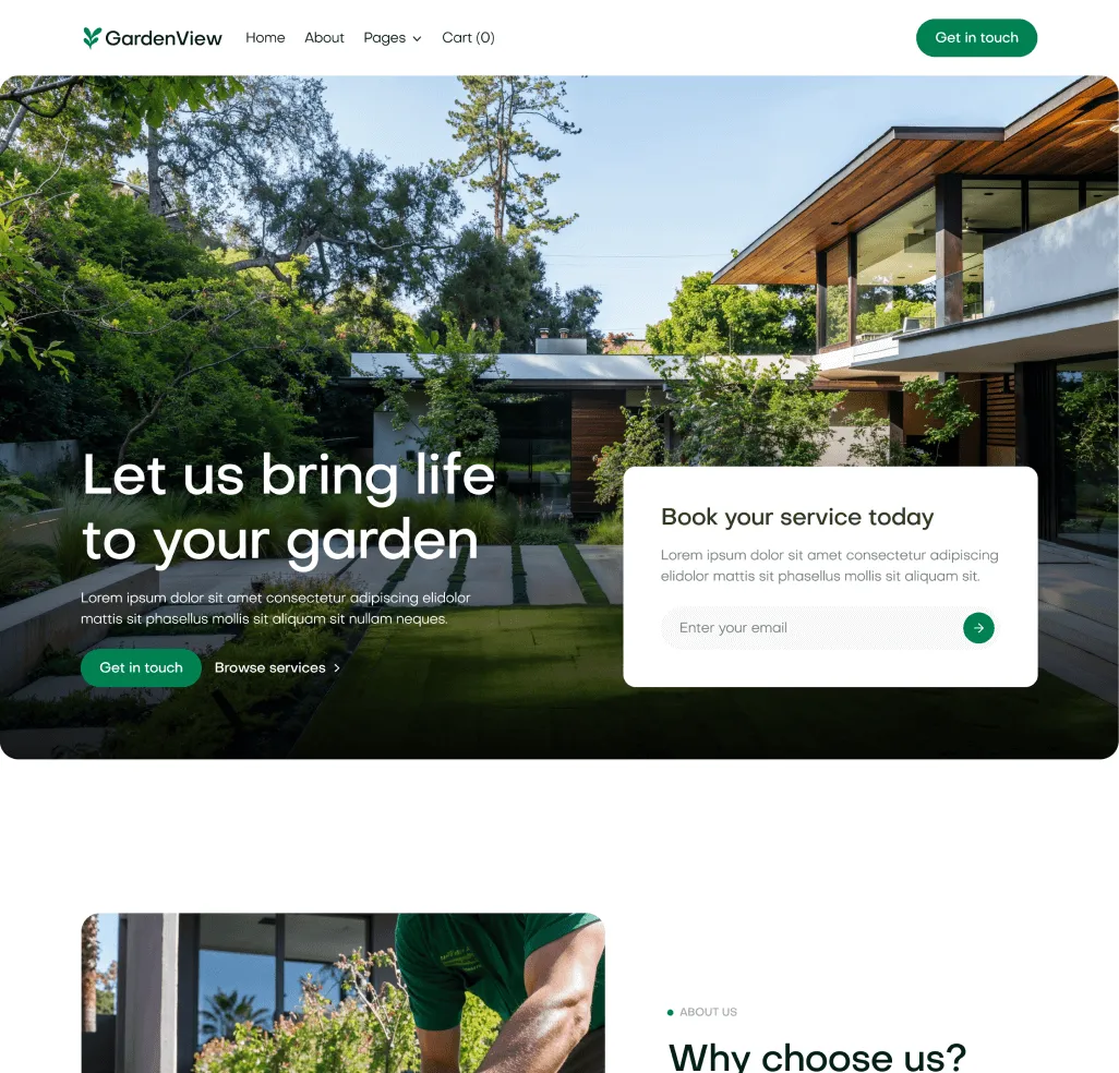 GardenView - Home V1 Top Page - Landscaper Webflow Template | BRIX Templates