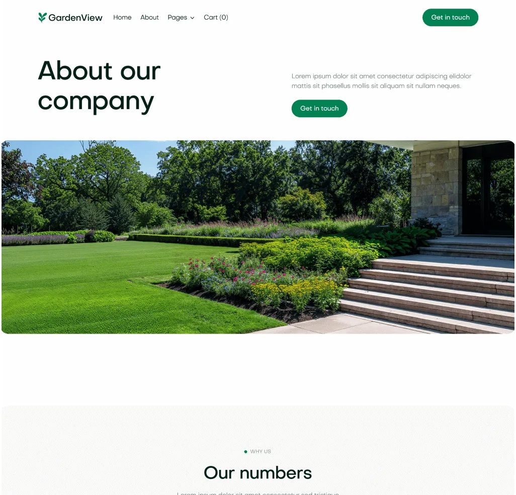 GardenView - About Top Page - Landscaper Webflow Template | BRIX Templates