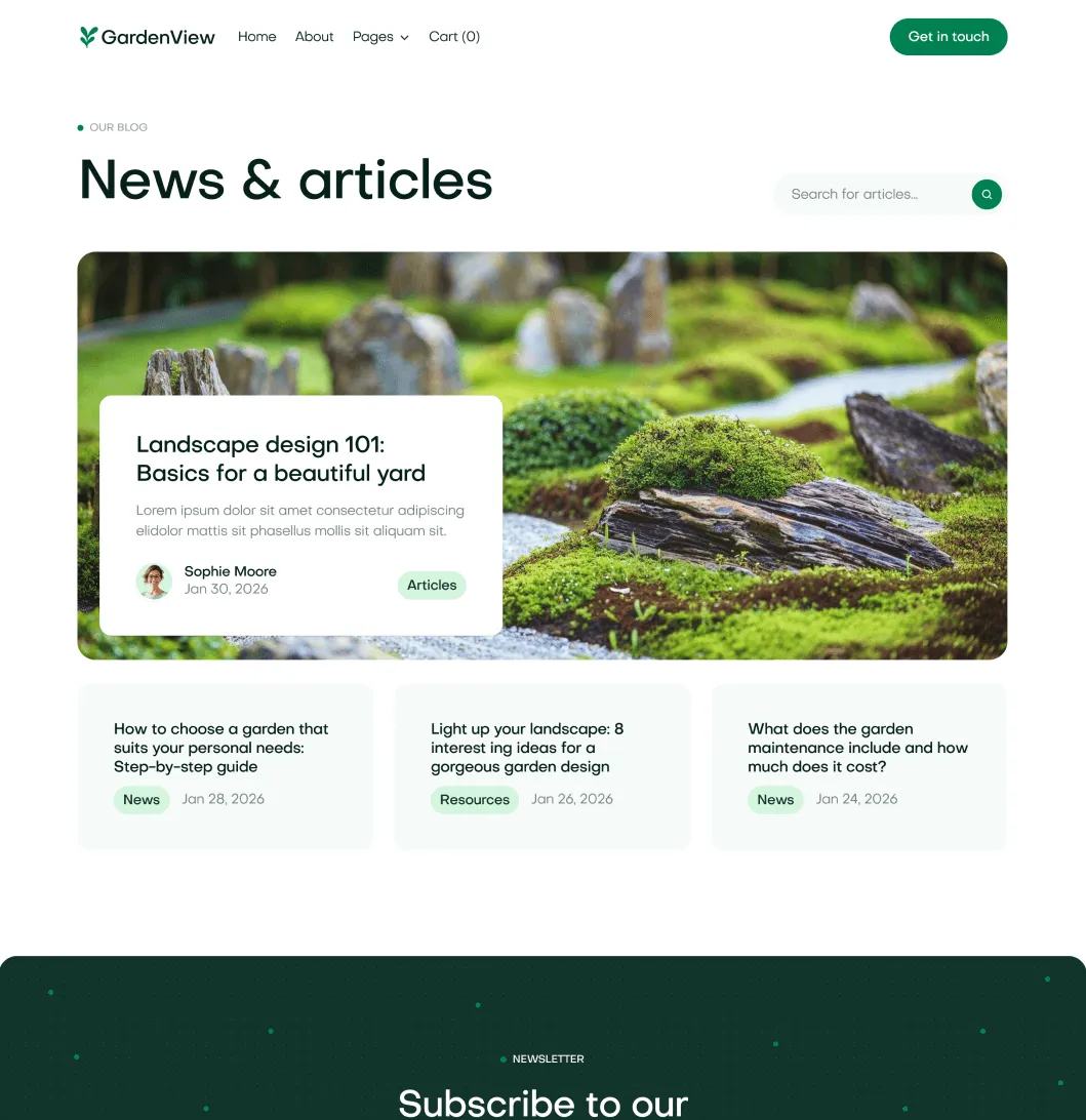 GardenView - Blog V1 Page - Landscaper Webflow Template | BRIX Templates