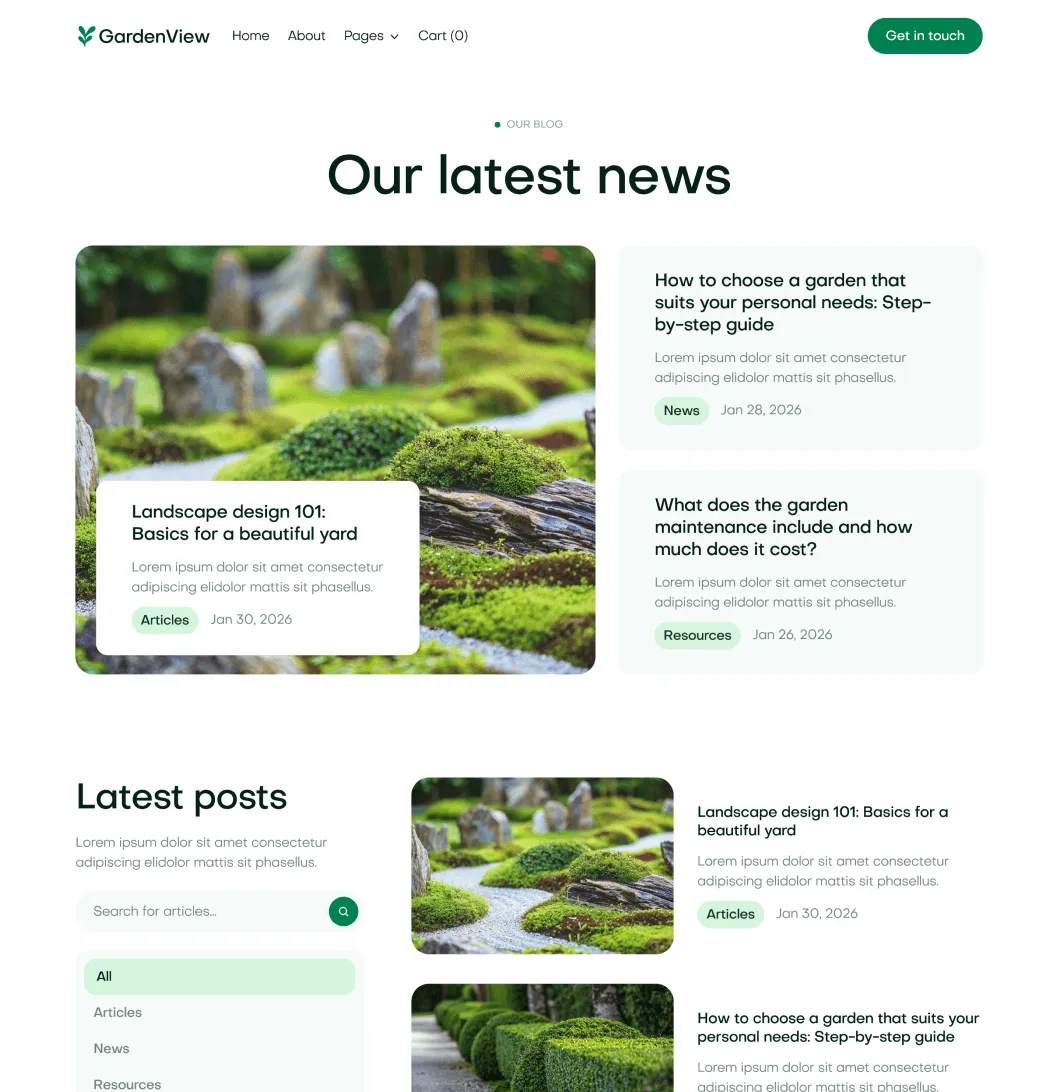 GardenView - Blog V2 Page - Landscaper Webflow Template | BRIX Templates
