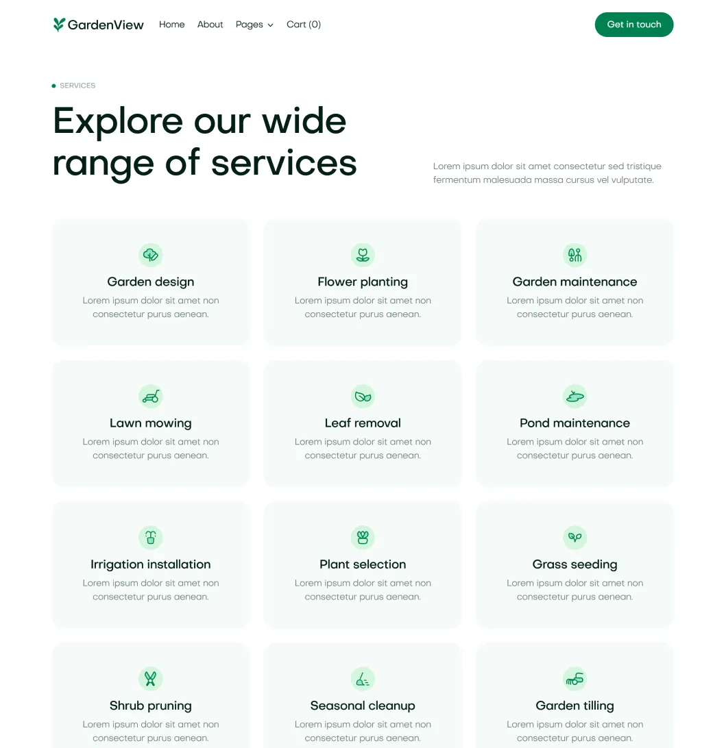 GardenView - Services Page - Landscaper Webflow Template | BRIX Templates