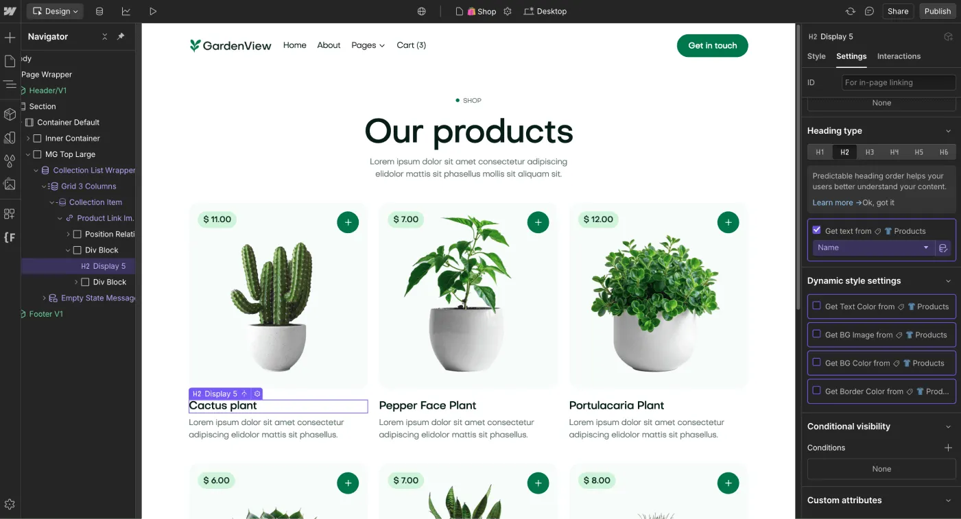 eCommerce Content - GardenView Webflow Template | BRIX Templates