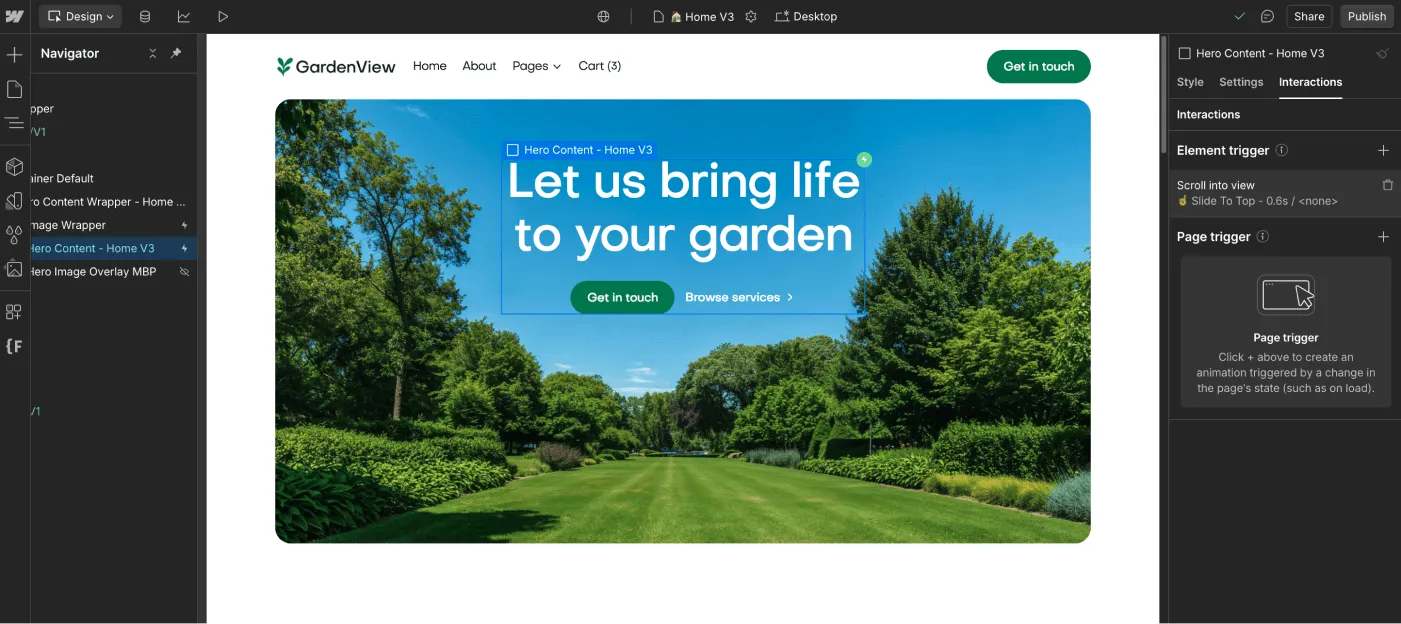 Animations - GardenView Webflow Template | BRIX Templates