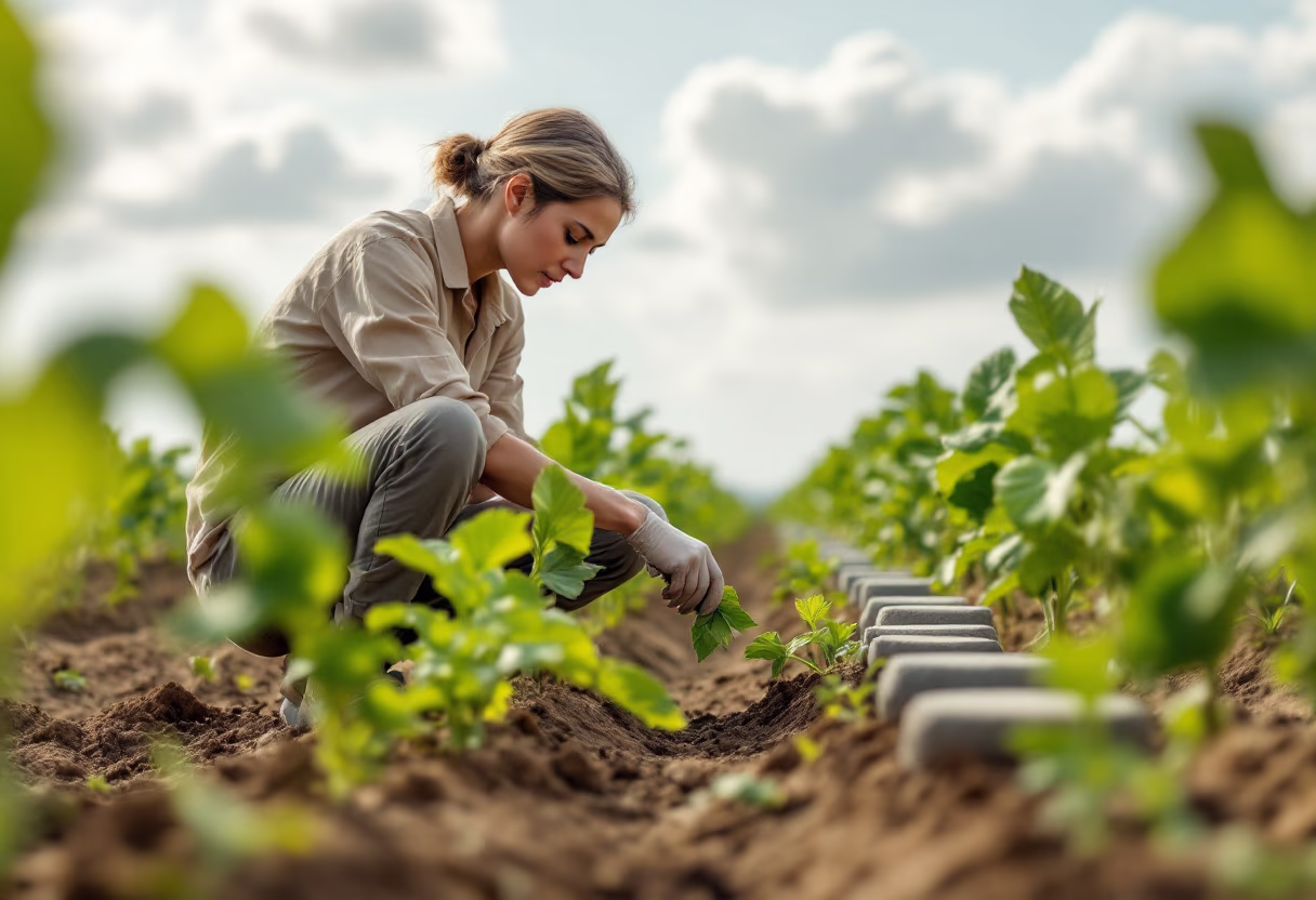 image of technicians inspecting crops