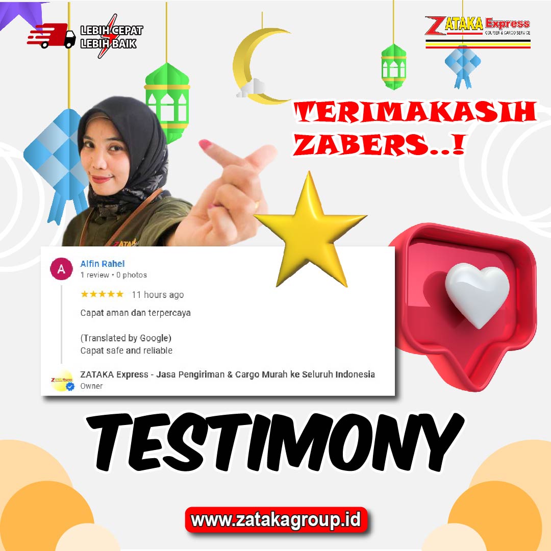 Testimoni pengiriman dengan Zataka Express