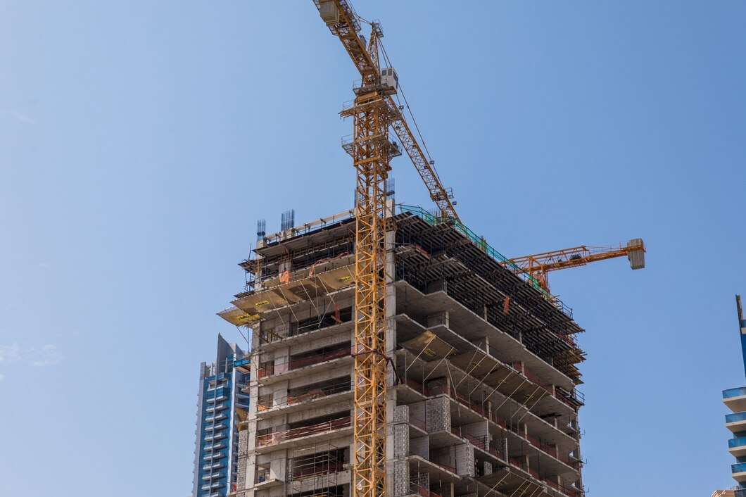 Pengiriman alat berat dari Jakarta untuk proyek konstruksi gedung bertingkat menggunakan crane skala besar