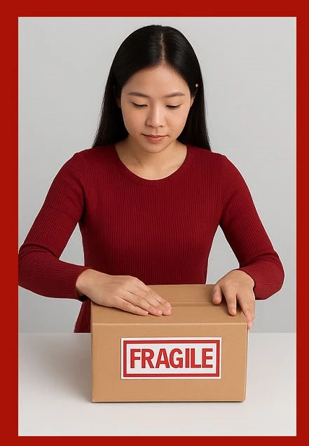 tempel fragile di barang