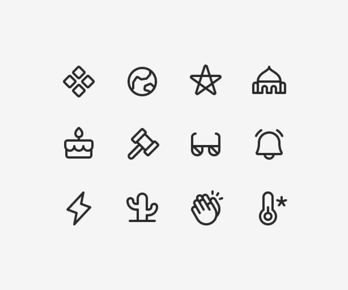 Image of different icons located in a grid display