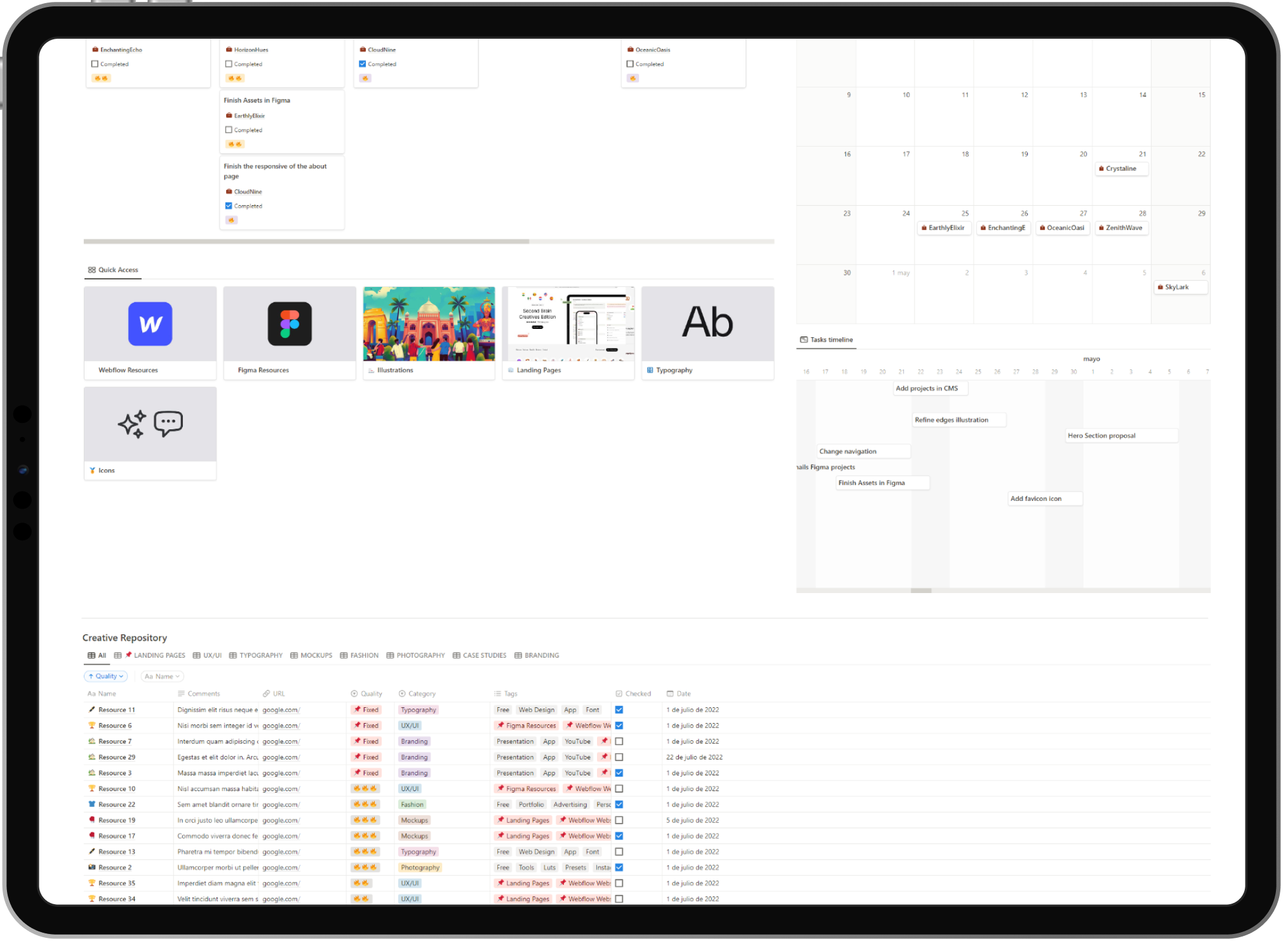 Screenshot of a Notion page