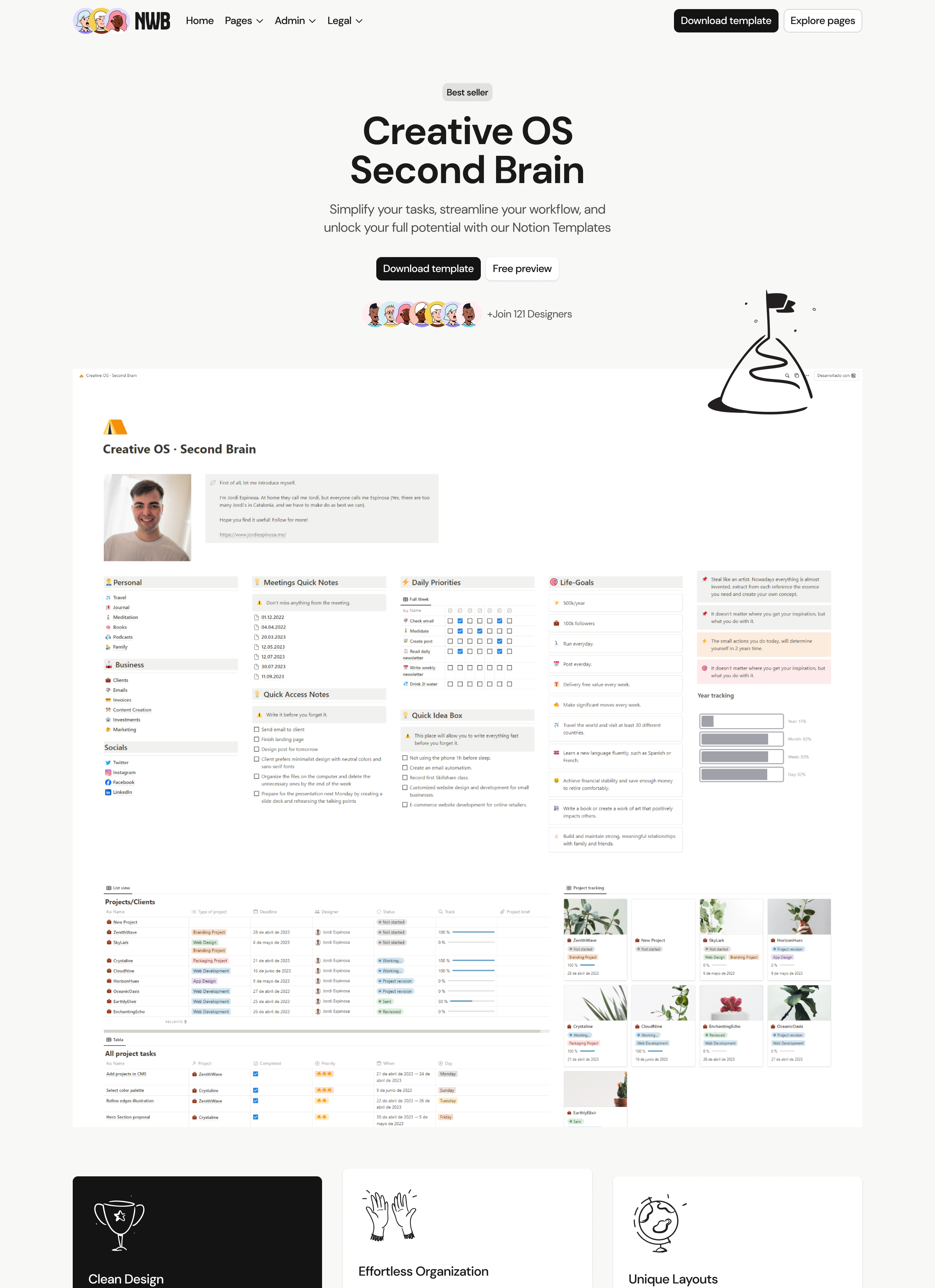 A screenshot of the home page