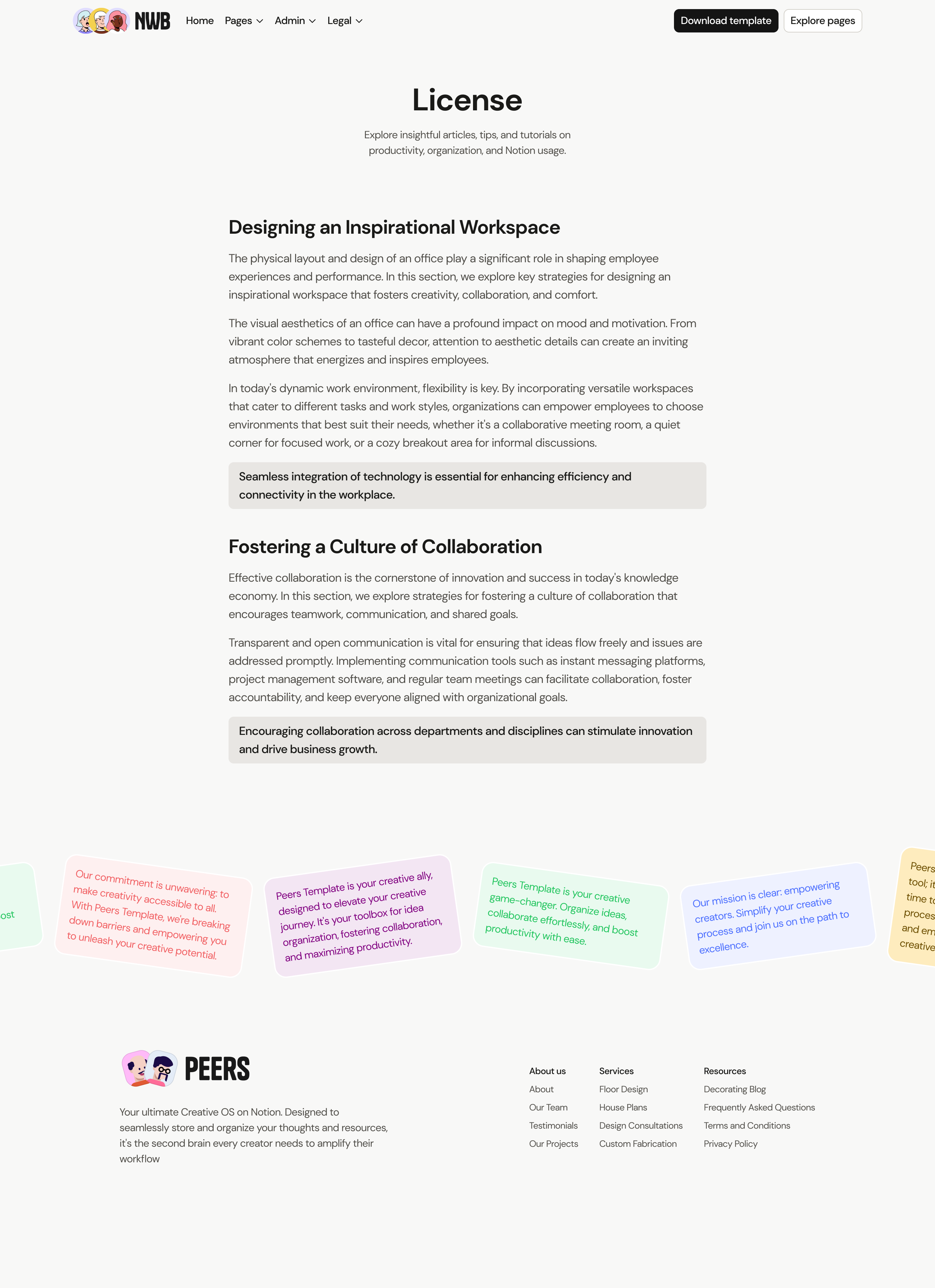 A screenshot of the license page