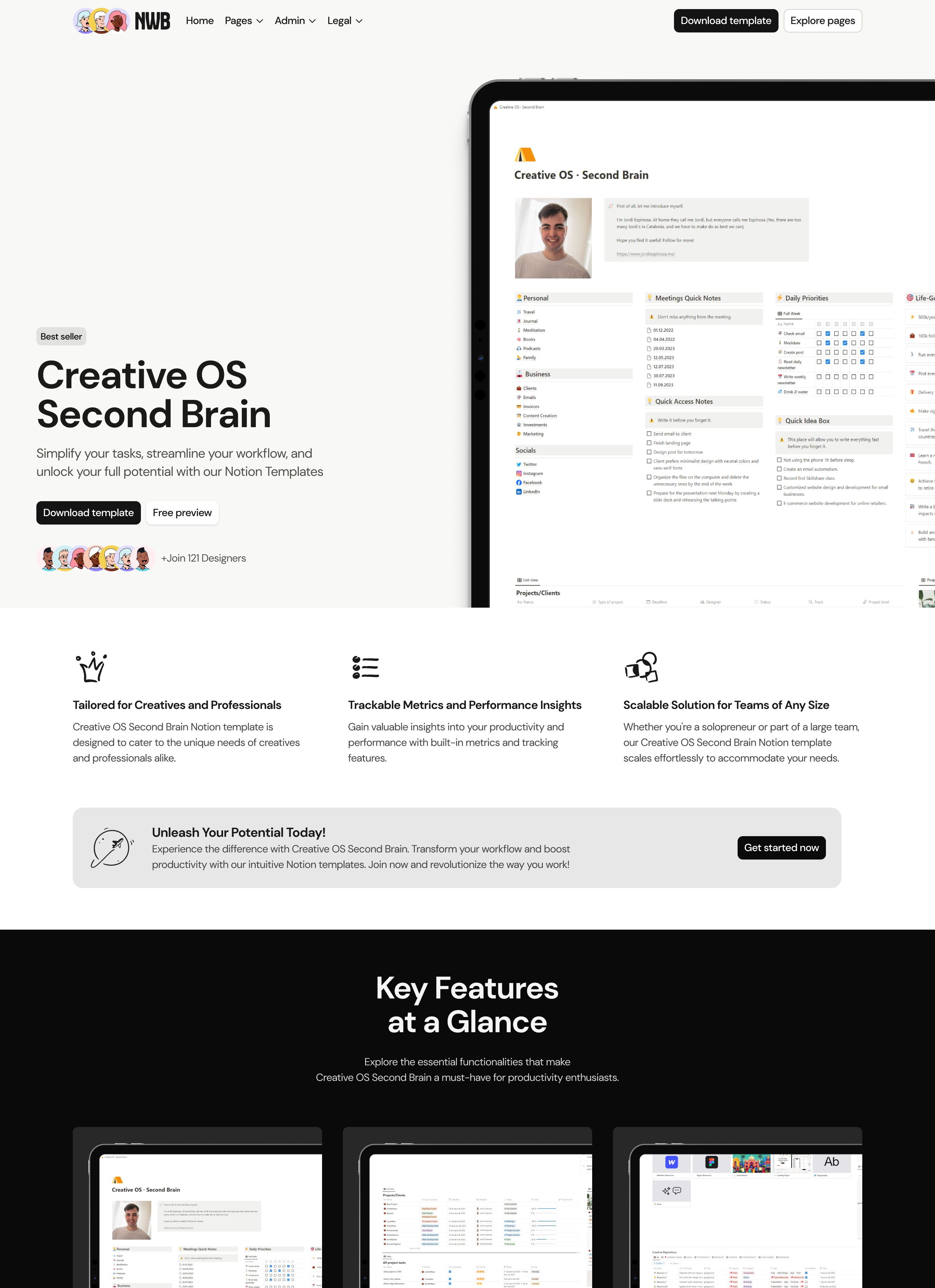 A screenshot of the home page