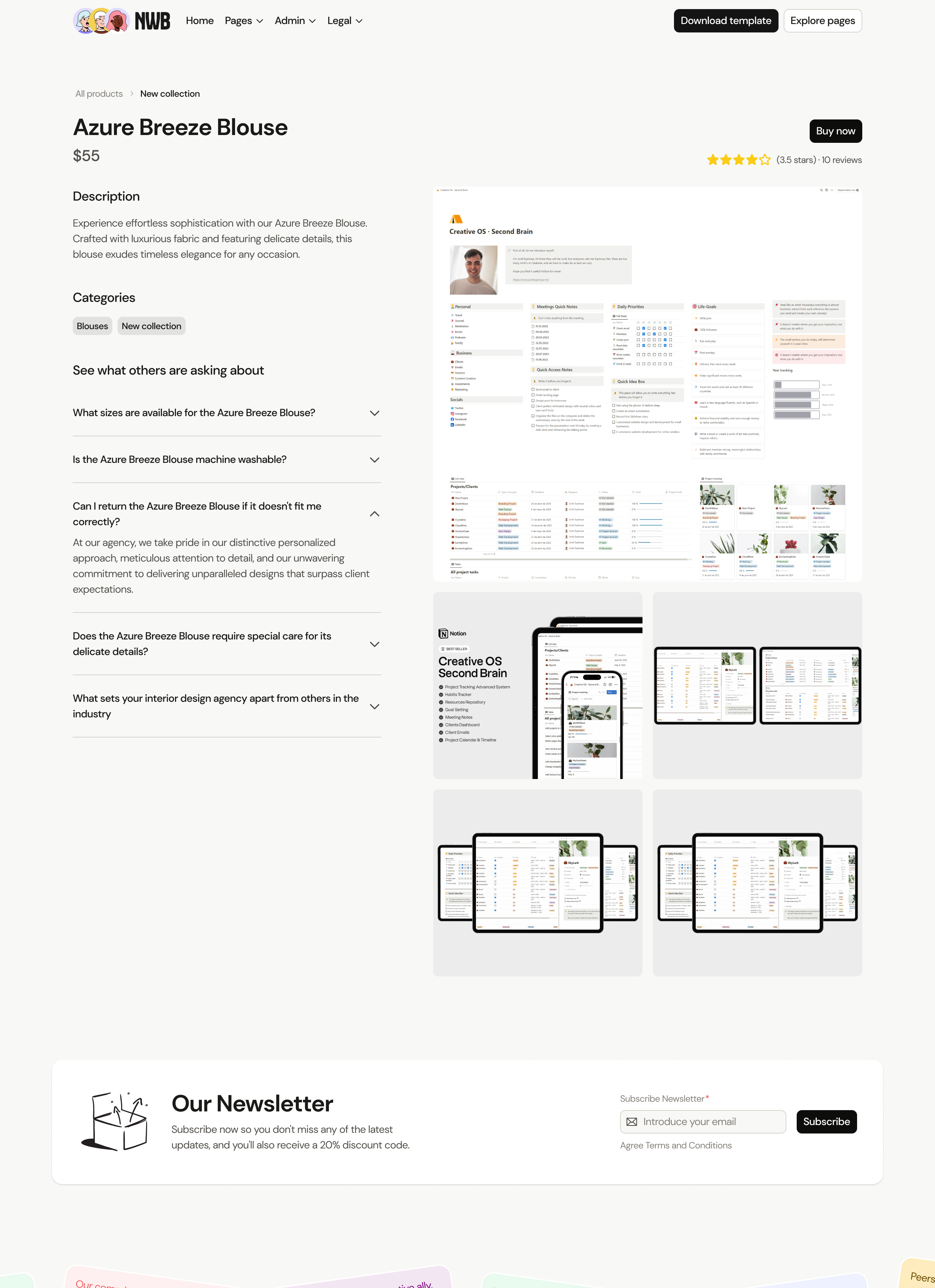 A screenshot of the product details page
