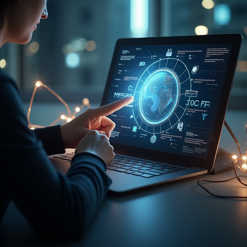 Woman using an interactive app.