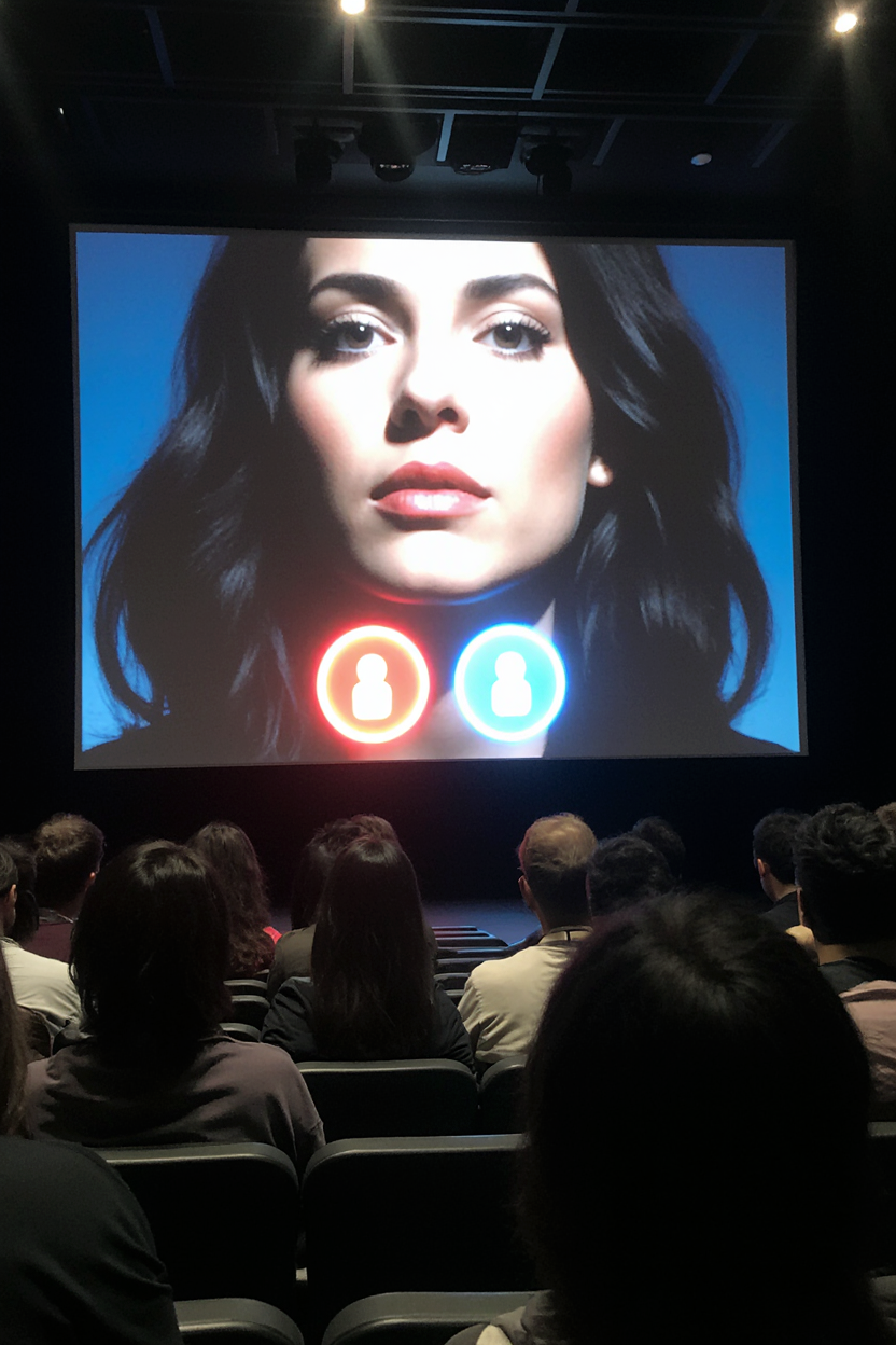 Woman using an interactive app.