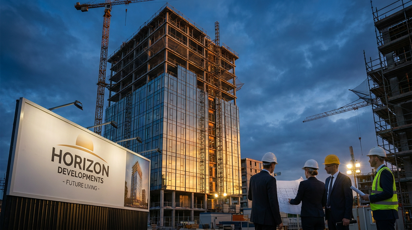 Construction building in the works, with team onsite.