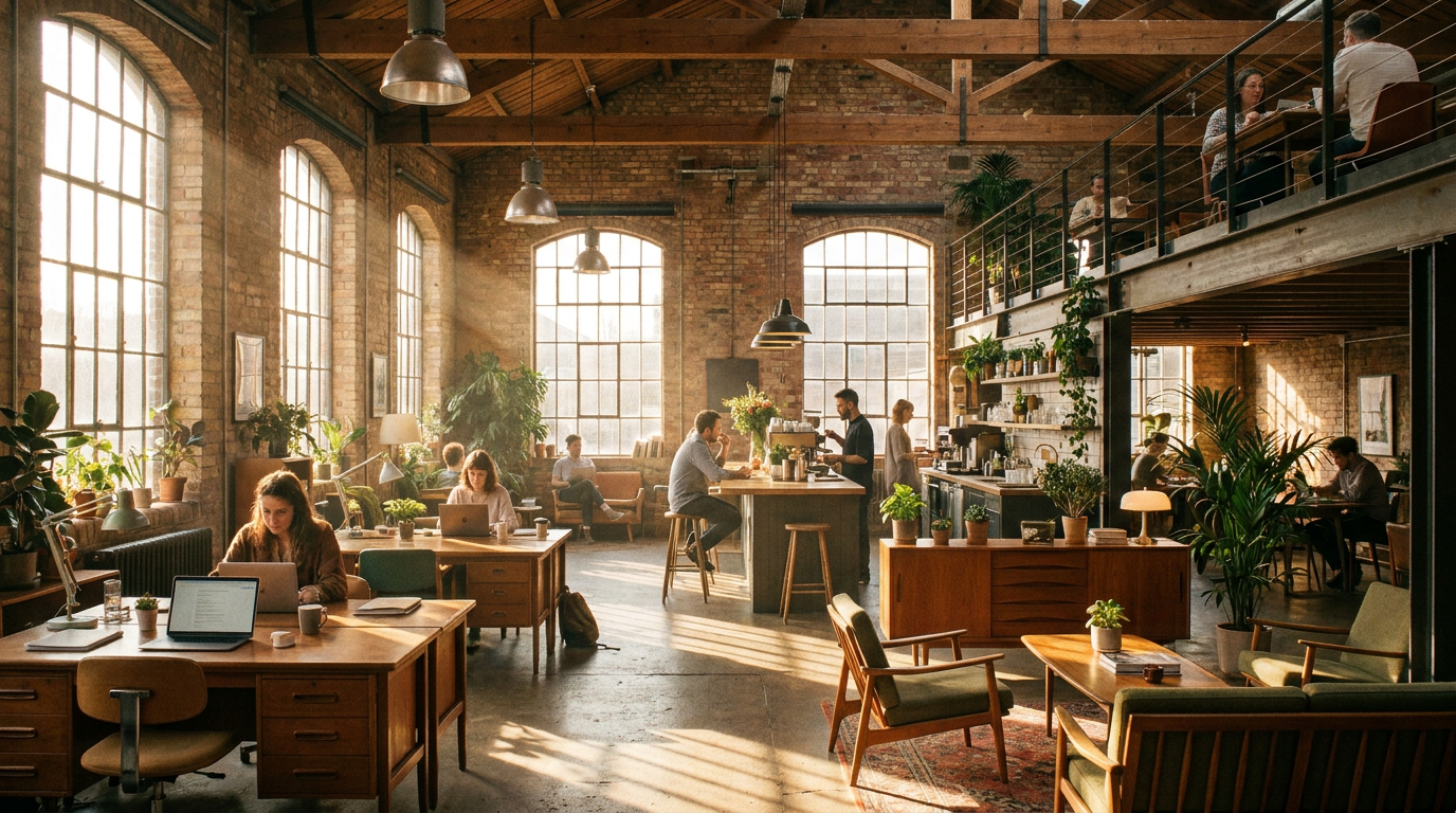 Open plan workspace venue.