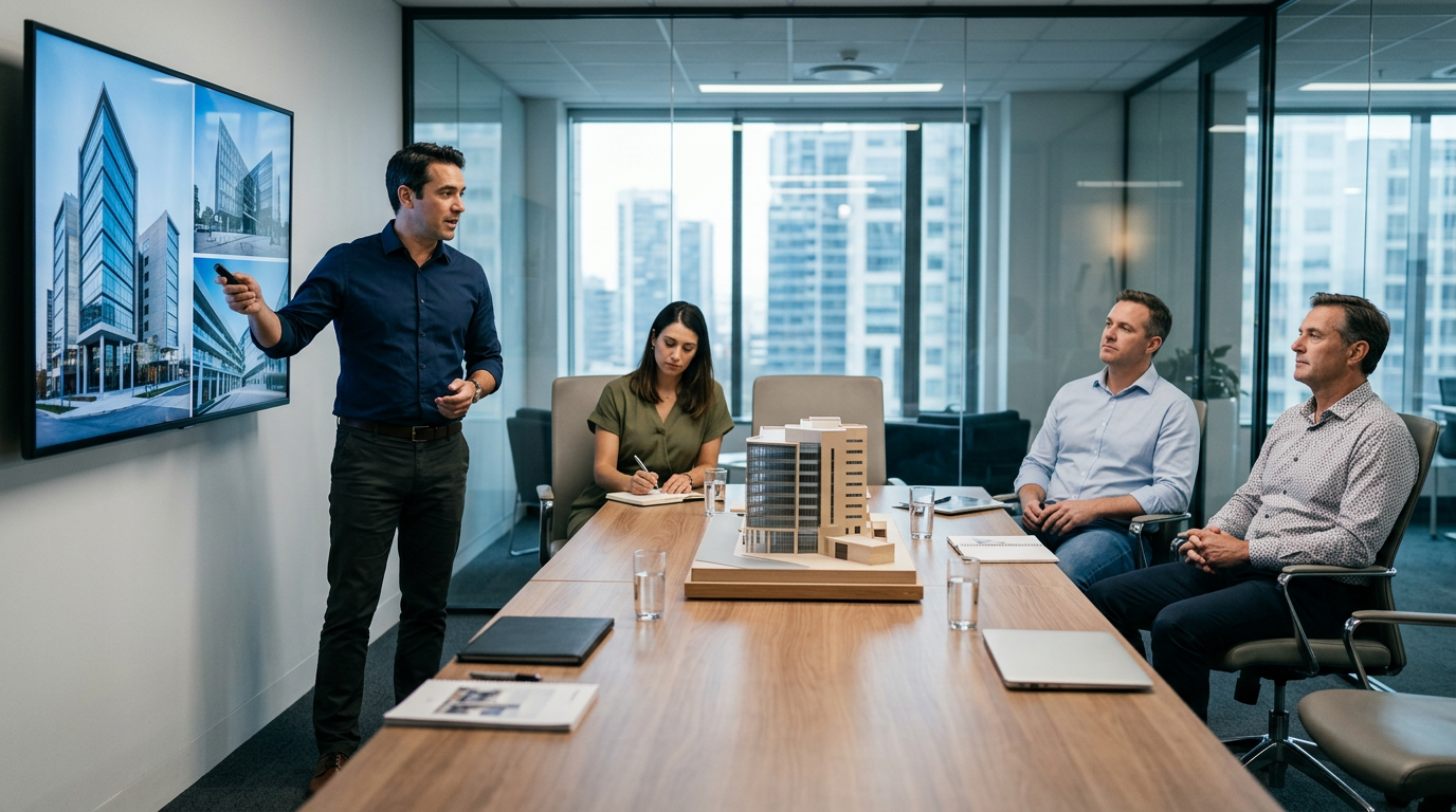 Architecture team in meeting.