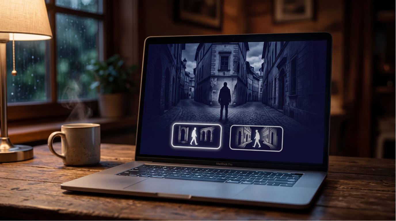 Interactive video on a laptop.