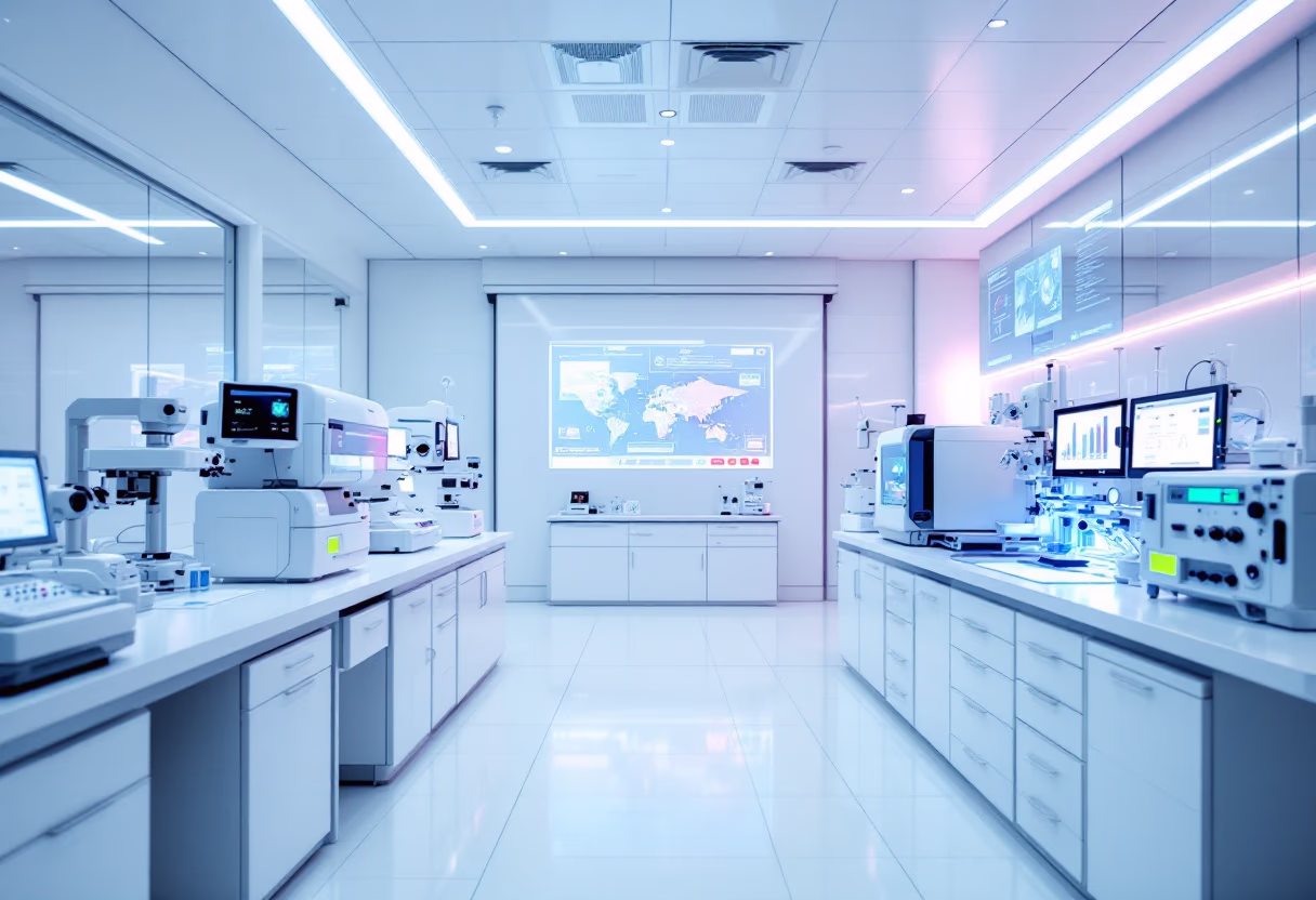 [background image] image of a futuristic laboratory setting (for a ai biotech company)