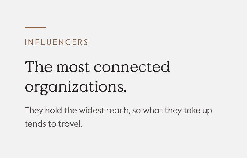 Influencers: the most connected organizations