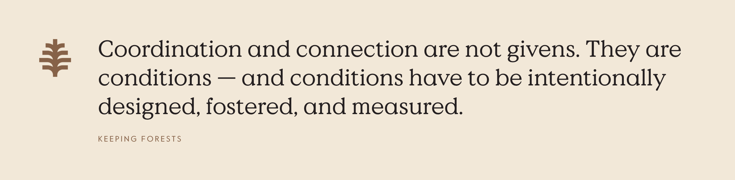 Coordination and connection are not givens. They are conditions, and conditions have to be intentionally designed, fostered, and measured.