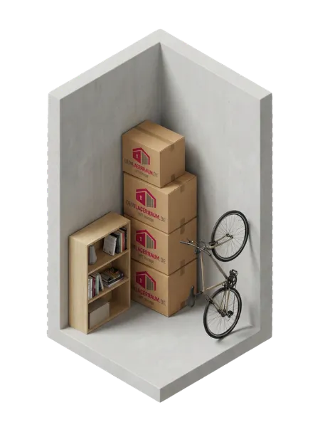 Komfortable Größe für 2-Zi-Wohnung, Werkstatt oder größeres Geschäftslager.