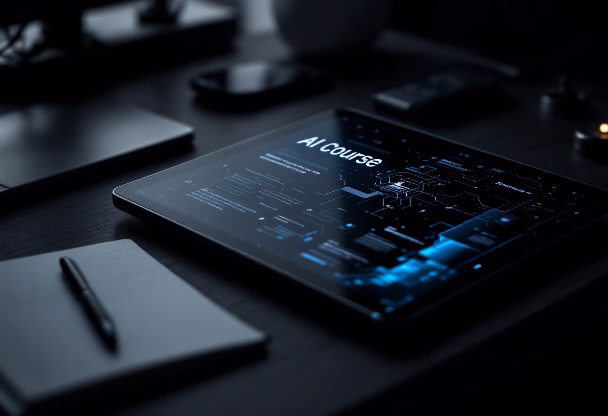 image of ai course modules on screen