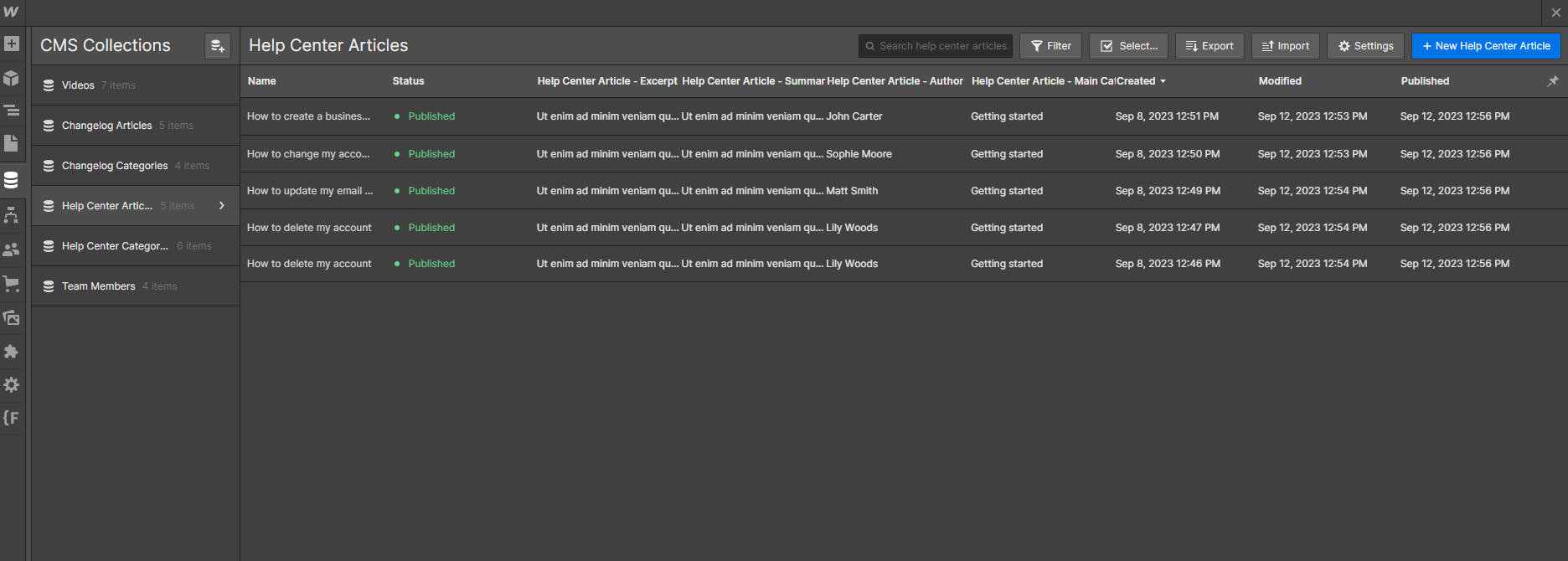 CMS Collection - KnowledgeHub X Webflow Template
