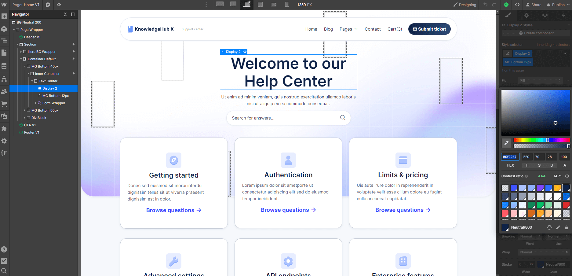 Color - KnowledgeHub X Webflow Template