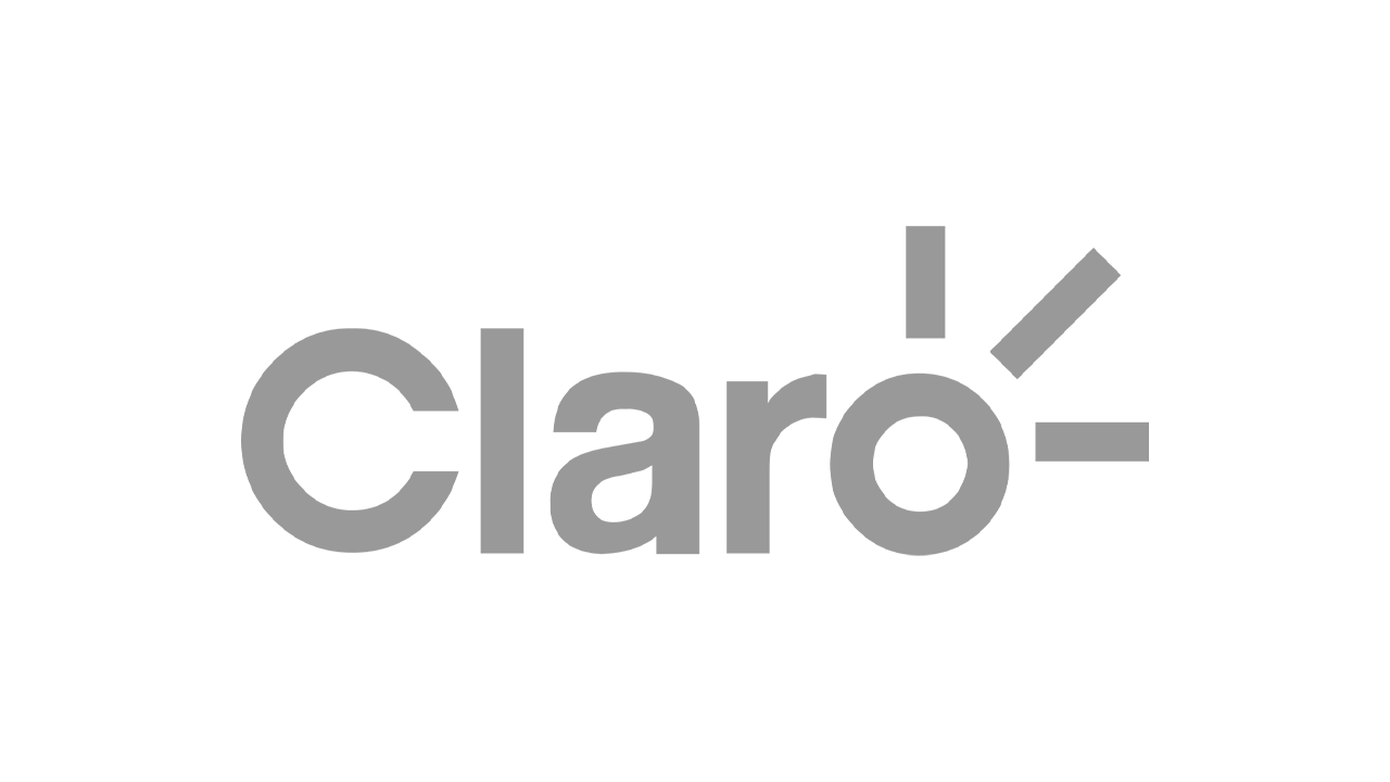 Logotipo da Claro na cor cinza com três linhas saindo do 'o' representando brilho.