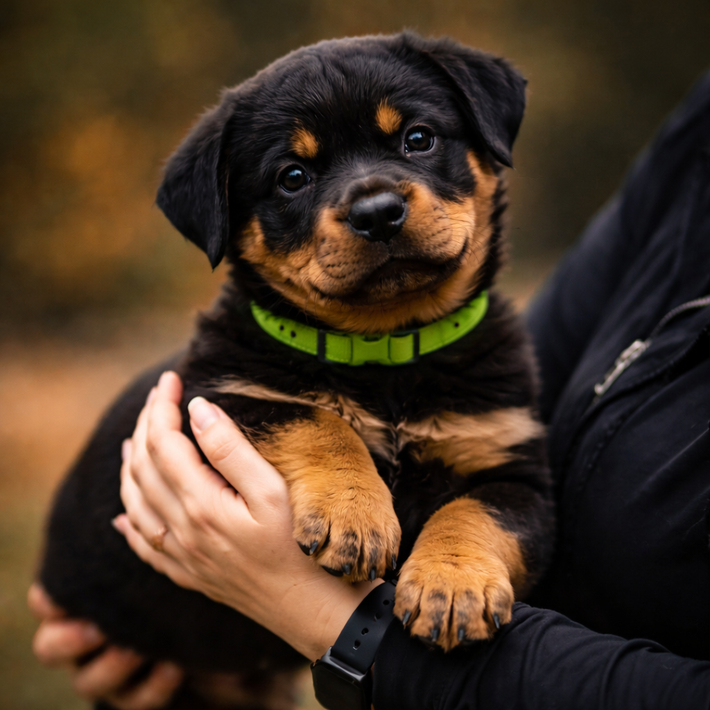 Close-up of a Rottweiler puppy symbolizing guided placement and long-term compatibility selection.