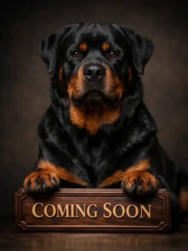 Coming soon German Rottweiler page featuring strong, well-structured Rottweiler, representing upcoming content on premium Rottweiler puppies for sale and elite breeding program