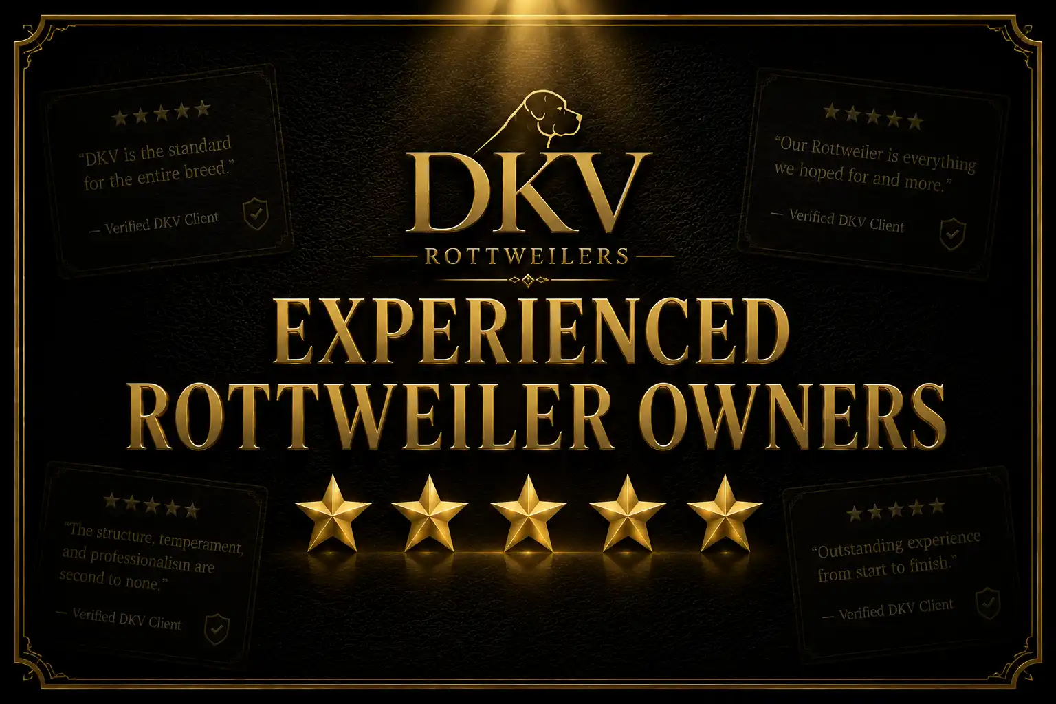 Experienced Rottweiler owners reviewing DKV Rottweilers for breed quality, temperament, structure, bloodlines, health, and overall satisfaction with their German Rottweiler puppies.