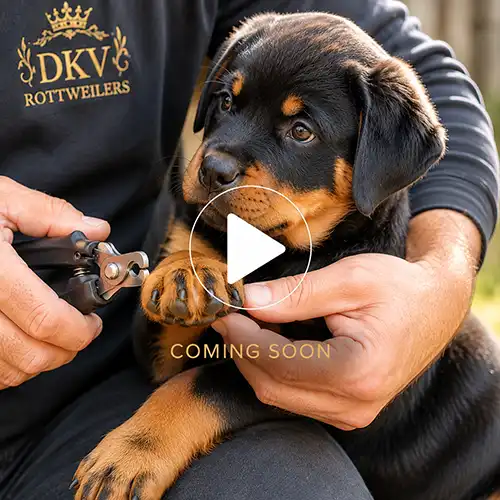 DKV Rottweilers German Rottweiler puppy training for nail trimming and grooming