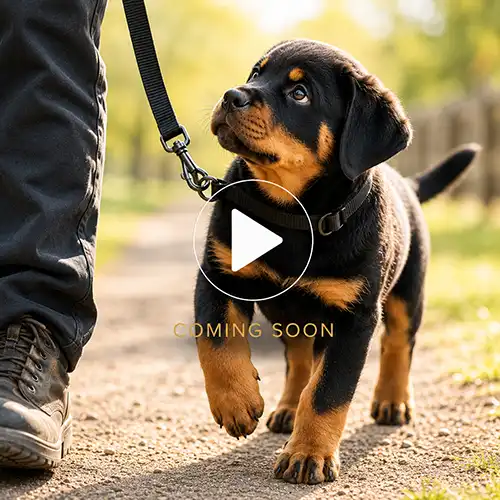 DKV Rottweilers German Rottweiler puppy leash training with handler
