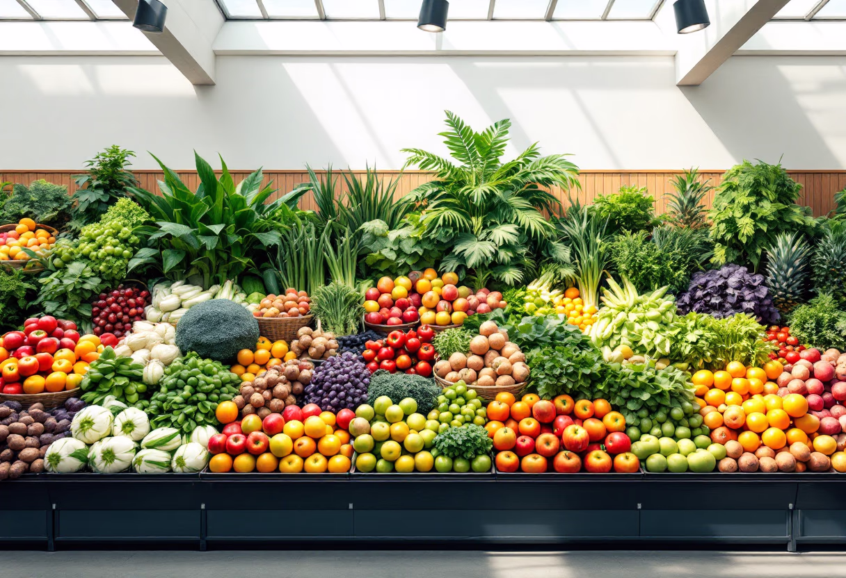 image of fresh produce display for a grocery store