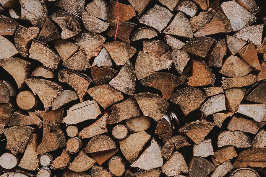Wood that has been processed into firewood and neatly stacked