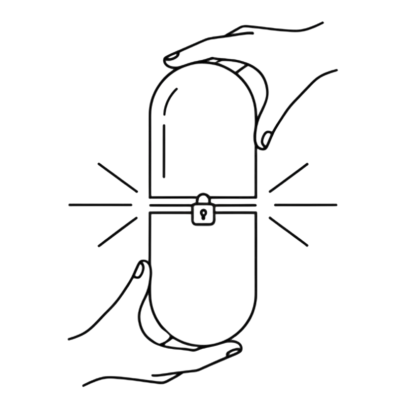Sealing the UNSENT capsule with irreversible snap-lock