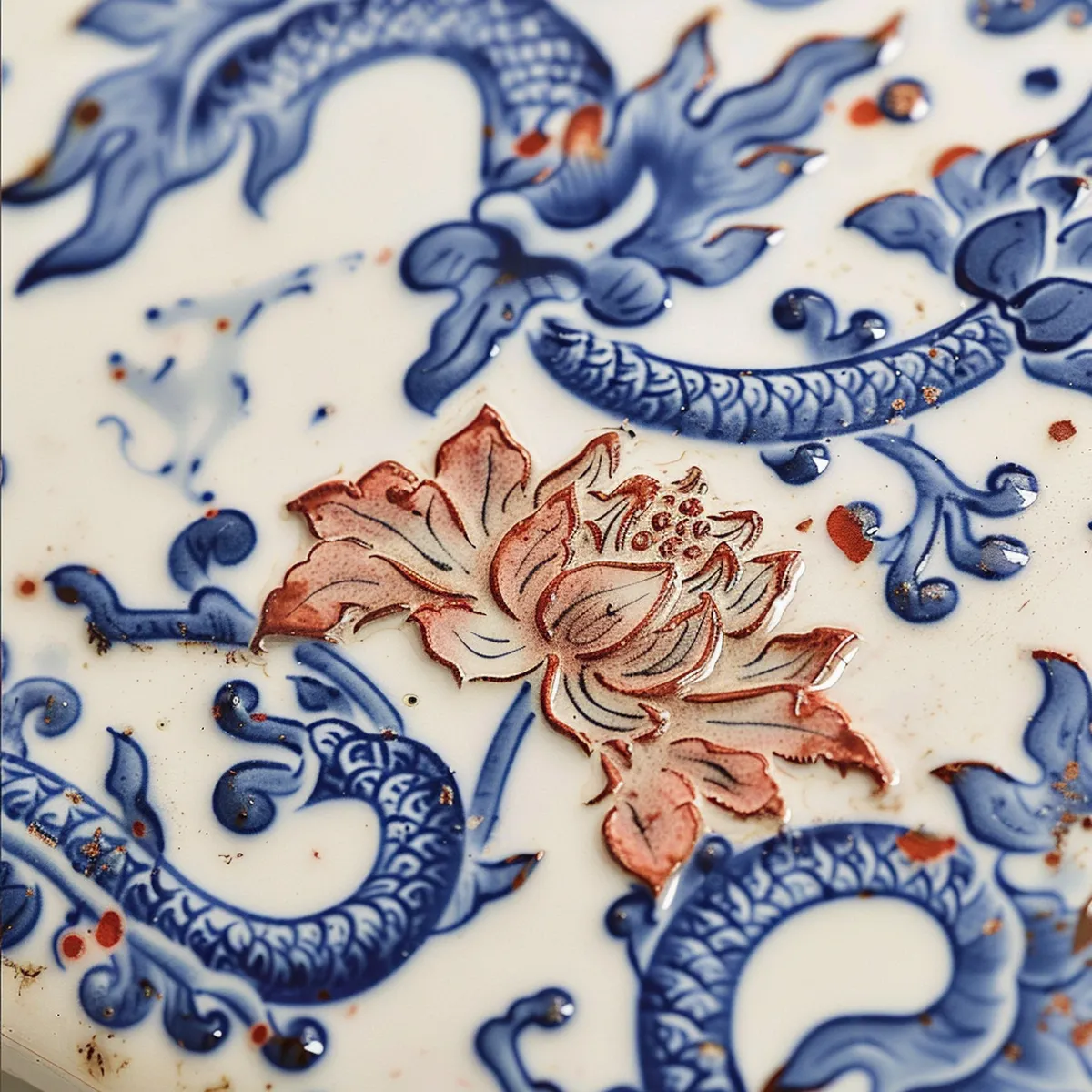 Blue and White with Underglaze Red