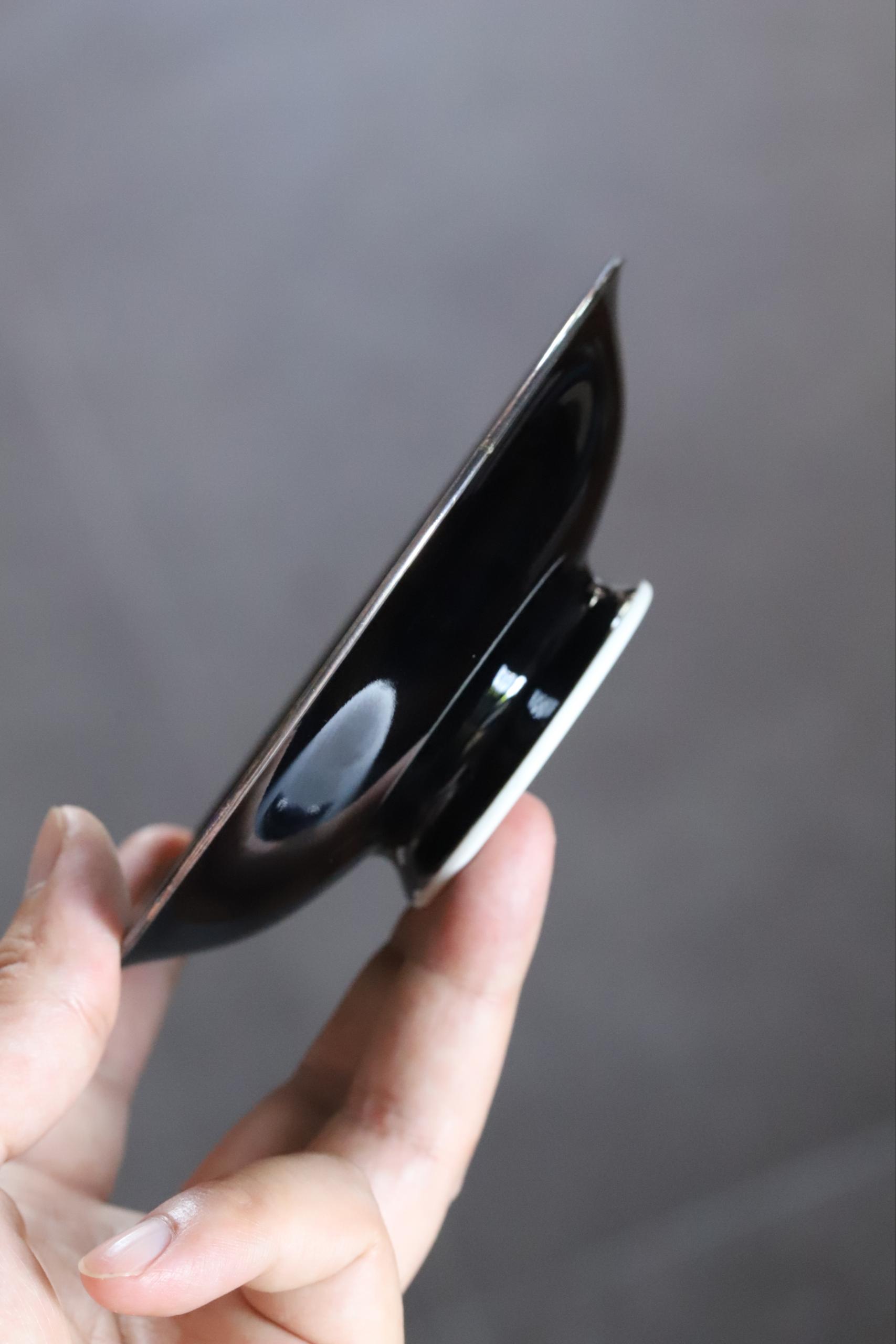 Black-glazed Dish with Silvered Rim