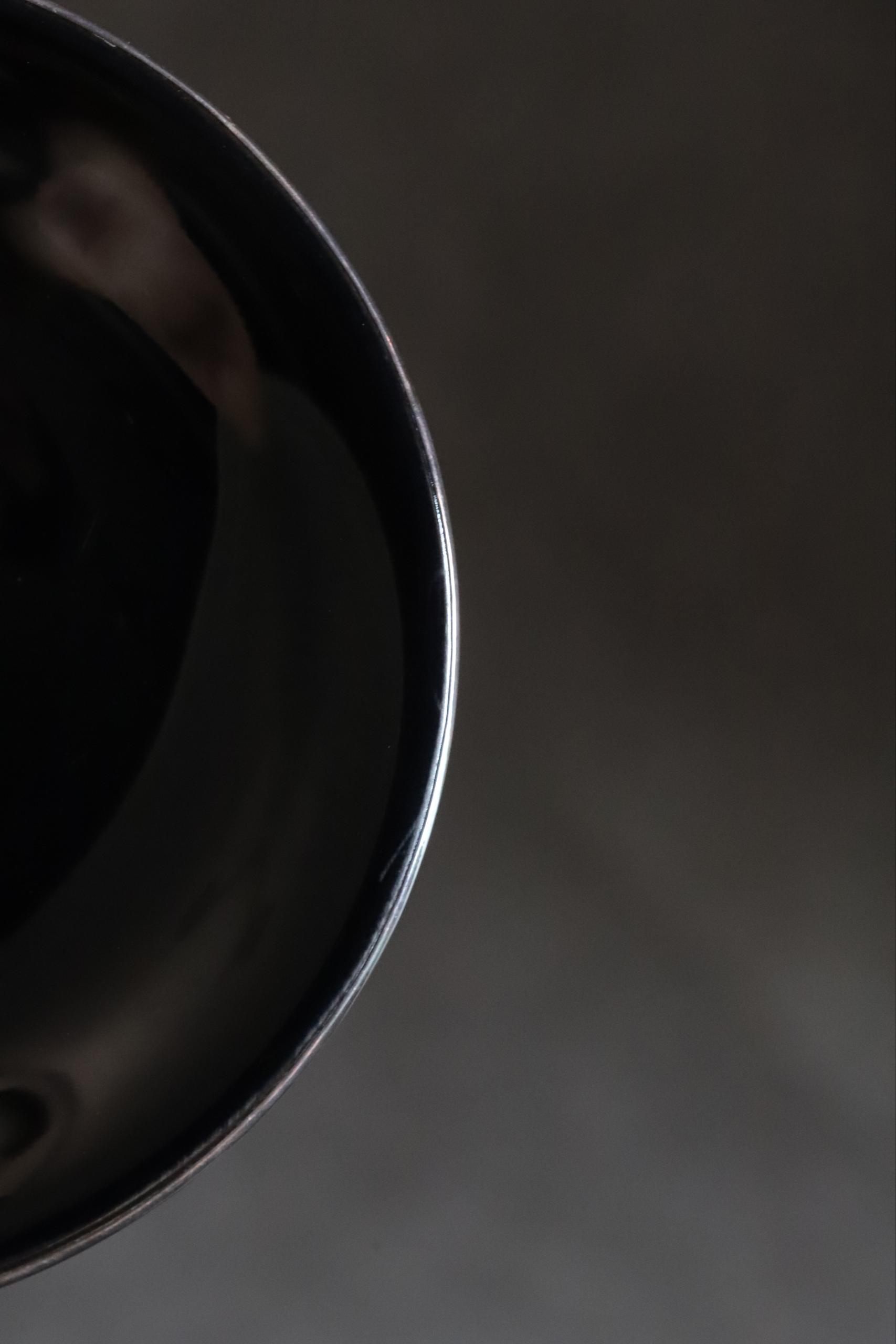 Dish with Black Glaze and Silvered Rim