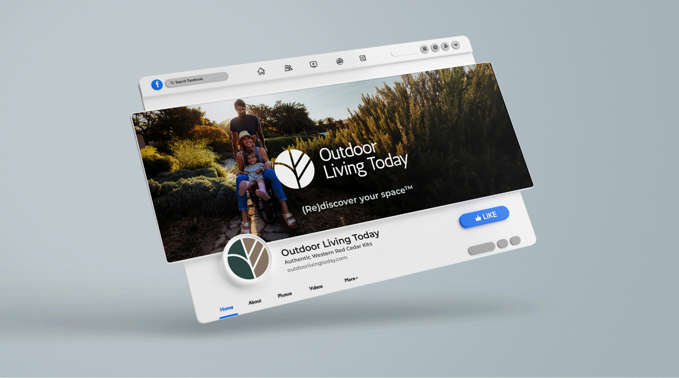 A mock up of Outdoor Living Today's Facebook page.