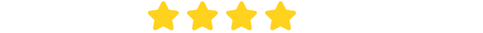 Four out of five stars rating with four stars in yellow and one star in white.