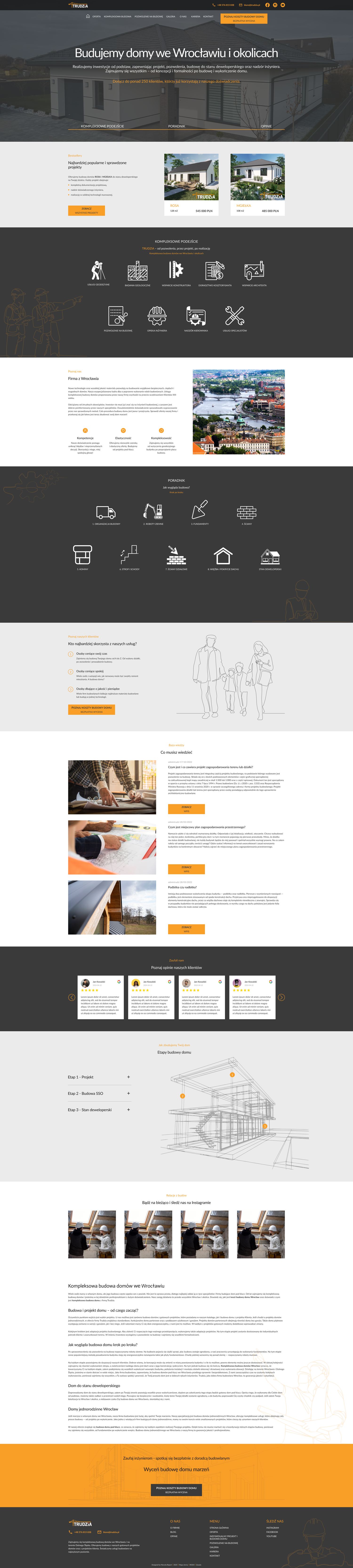 Redesigned Trudzia homepage, full page