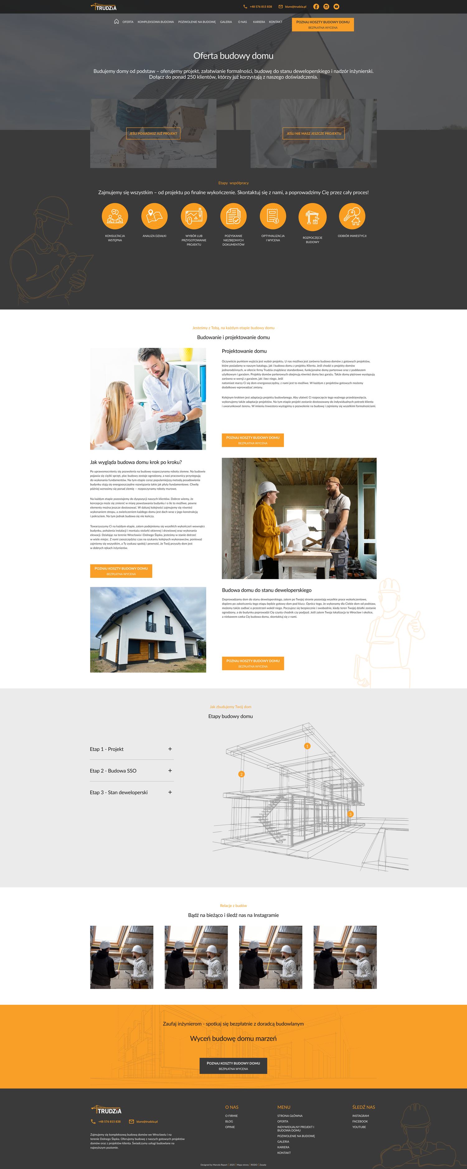 Redesigned Trudzia Services page, full page